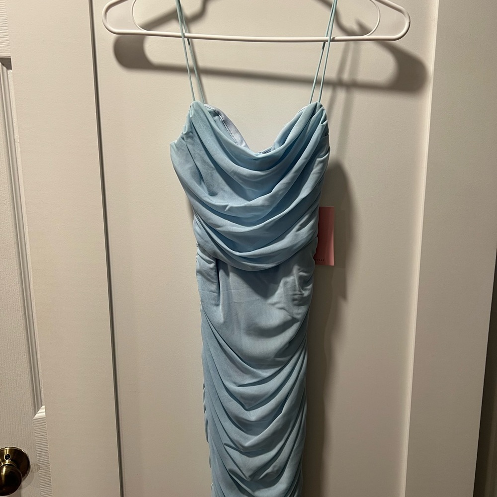 Hello Molly Light Blue Gathered Dress